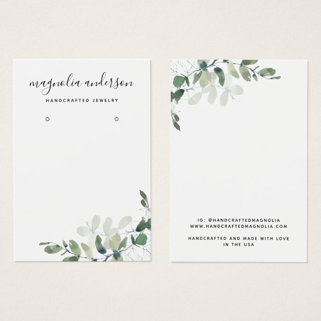 Chic Eucalyptus Earrings Jewelry Display Card (Frente & Verso)