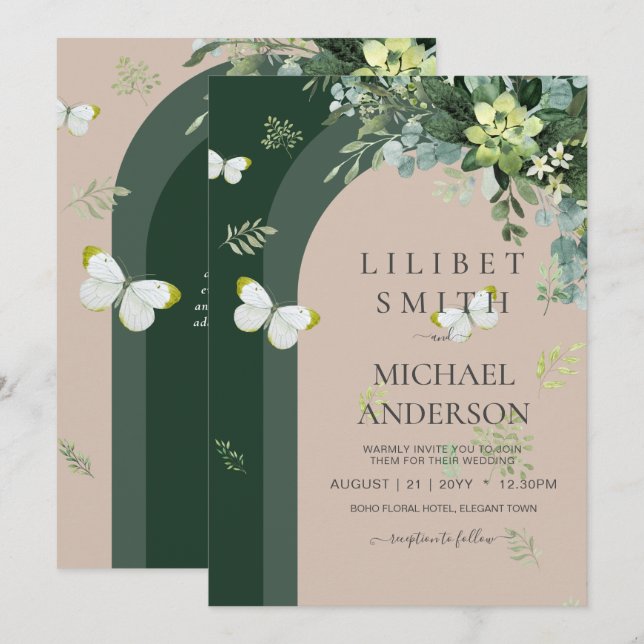 Chic Eucalyptus Greenery Deixa Casamento Esmeralda (Frente/Verso)