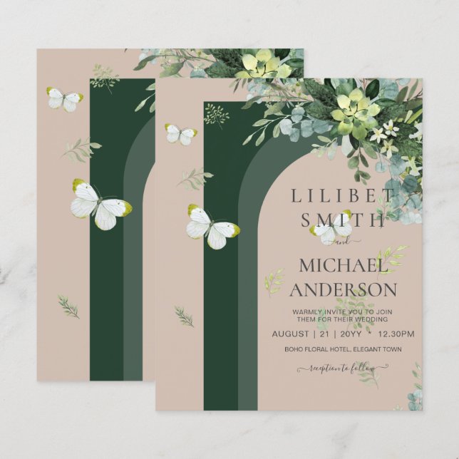 Chic Eucalyptus Greenery Deixa Casamento Esmeralda (Frente/Verso)