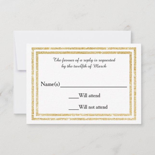 Chic Faux Dourado Glittered Trim - Placa RSVP (Frente)