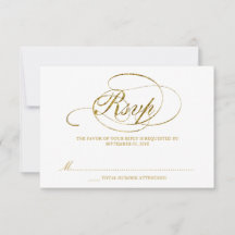 Chic Faux Gold Foil Weding RSVP Modelo