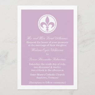 Chic Fleur De Lis Convite de casamento, Lilac