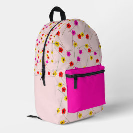 Chic floral backpack with bold pink accent
