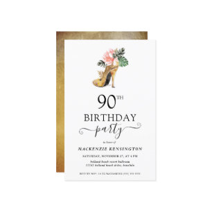 Chic Floral Dourada High Heels 90 de Aniversário