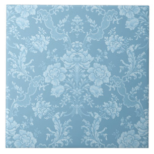 Chic Floral Romântico Damasco-Pastel Azul