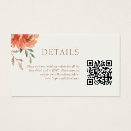 Chic Floral Wedding Details QR Code Enclosure Card