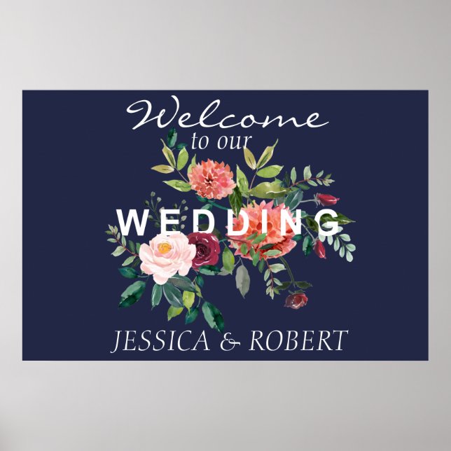 Chic Floral Wedding Poster (Frente)