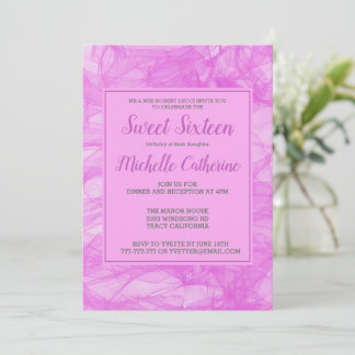 Chic Flowy Pink Sweet 16 Convite