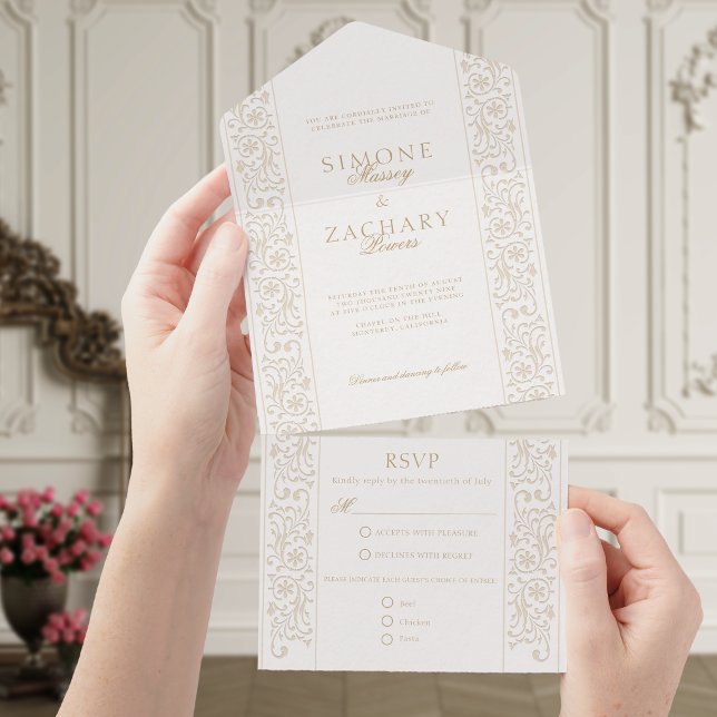 Chic Formal Ecru Trabalho de Enrolar Borda Casamen (Criador carregado)