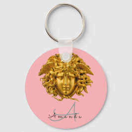 Chic French Dourado Medusa Mask Blush Chaveiro ros