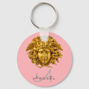 Chic French Dourado Medusa Mask Blush Chaveiro ros