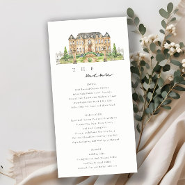 Chic Garden Chateau Watercolor Menu Card
