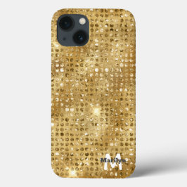 Chic Girly Dourado Diamond Glitter Monograma Nome