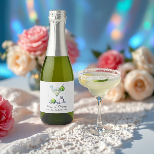 Chic Glam Margaritas e Matrimony Chá de panela (Chic Glam Margaritas and Matrimony Bridal Shower Sparkling Wine Label)