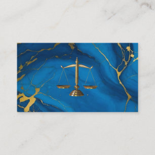 Chic gold glitter blue marble law cartão de visita