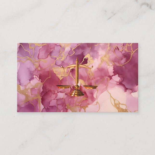 Chic gold glitter rosa marble, advogado cartão de  (Frente)