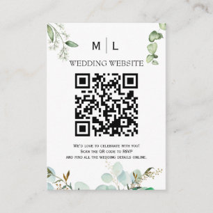 Chic Greenery Código QR Convite de Gabinete