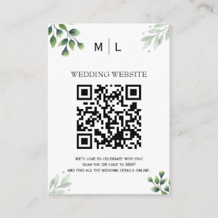 Chic Greenery Código QR Convite de Gabinete