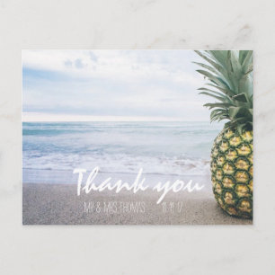 Chic Hand Lettered Pineapple Obrigado Cartão Posta