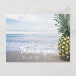 Chic Hand Lettered Pineapple Obrigado Cartão Posta