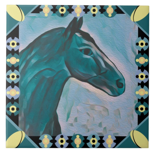 Chic Horse Turquoise Teal Blue Mix e Yellow (Frente)