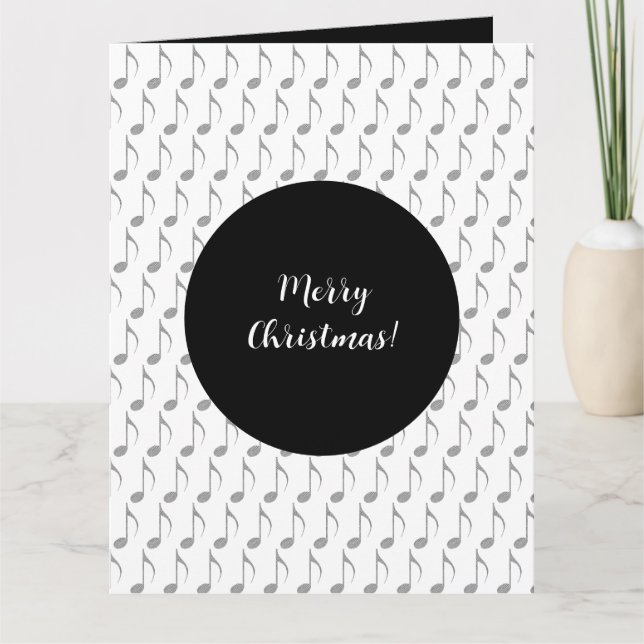 Chic Houndstooth Notas Musicais Feliz Natal (Frente)