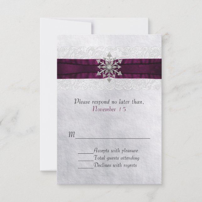 Chic Jeweled Snowflake Wedke RSVP (Frente)