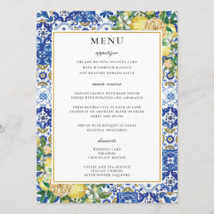 Chic Lemons Floral Greenery Mosaico Menu de Casame