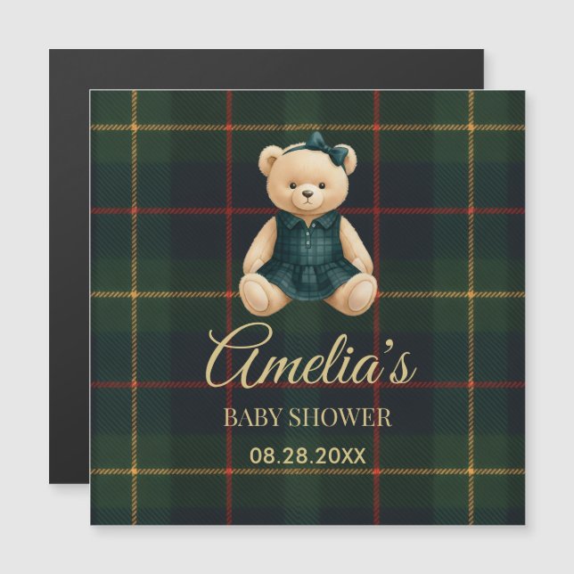 Chic Luxo Urso de Pelúcia Chá de Bebê  (Frente/Verso)