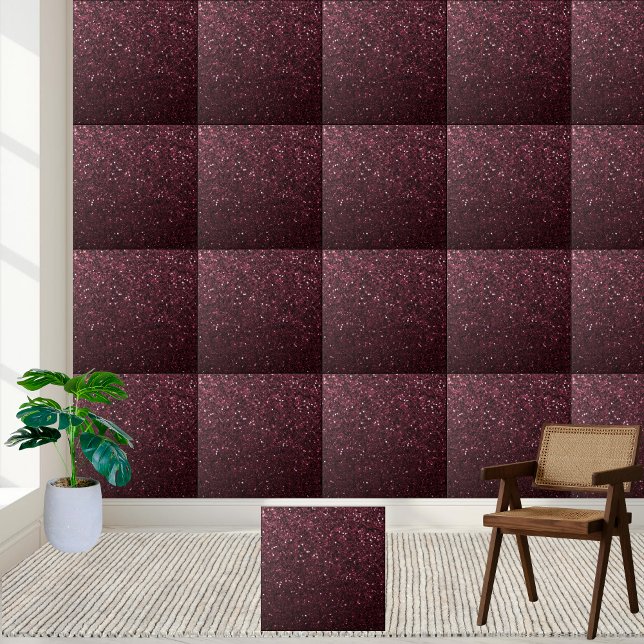 Chic Maroon Glitter Shimmering Floor Backsplash (Chic Maroon Glitter Shimmering Floor Backsplash Ceramic Tile)