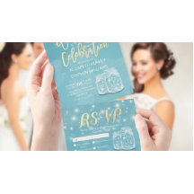 Chic Mason Jar String Light Blue Dourado Casamento