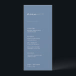 Chic Menu Simples de Casamento de Script Moderno<br><div class="desc">Esses menus simples e modernos serão o complemento perfeito para as configurações de lugar na sua recepção! O cabeçalho de script manuscrito emparelhado com fontes serif e sans-serif dá a esses menus uma aparência clássica e limpa. Personalize os menus com os itens do menu de casamento e o nome do...</div>