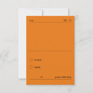 Chic Minimalista Cor de Laranja RSVP de Casamento