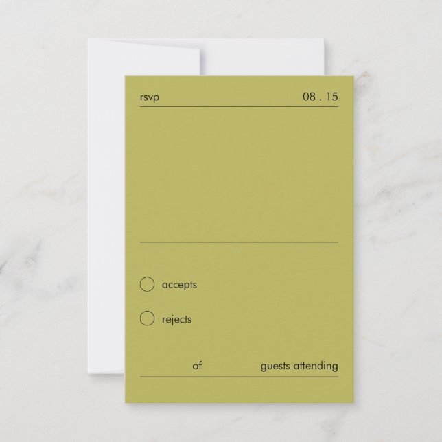 Chic Minimalista Resposta de Casamento Verde  (Frente)