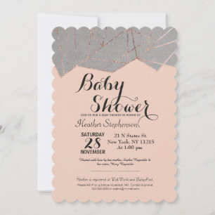 Chic Modern Rosa Dourado Geo Baby Shower Convites