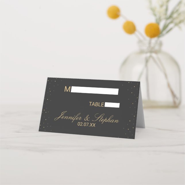 Chic Moderno Dourado Espetado em Cartões Pretos (Frente)