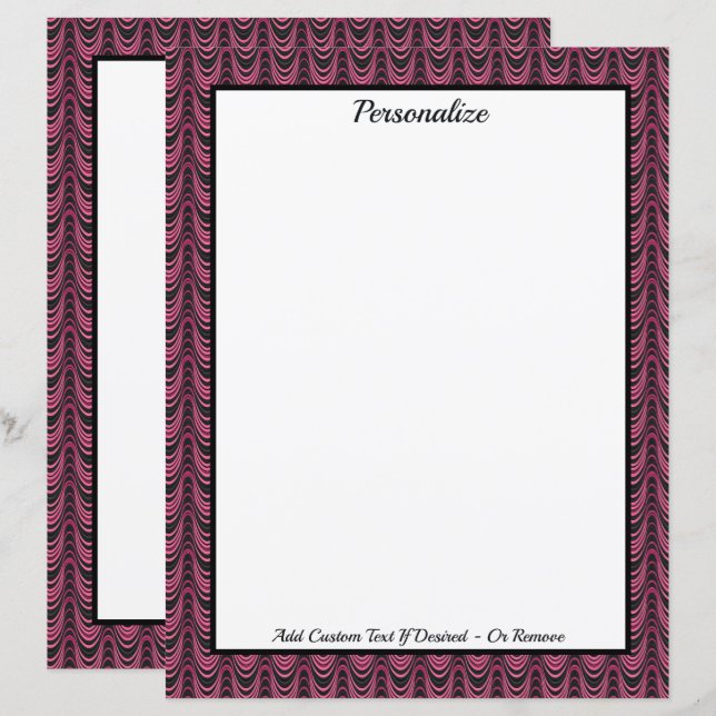 Chic Moderno Rosa Preto Onda Abstrata Personalizad (Frente/Verso)