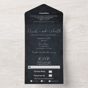 Chic Moderno Textura Azul Marinho Foto de Casament
