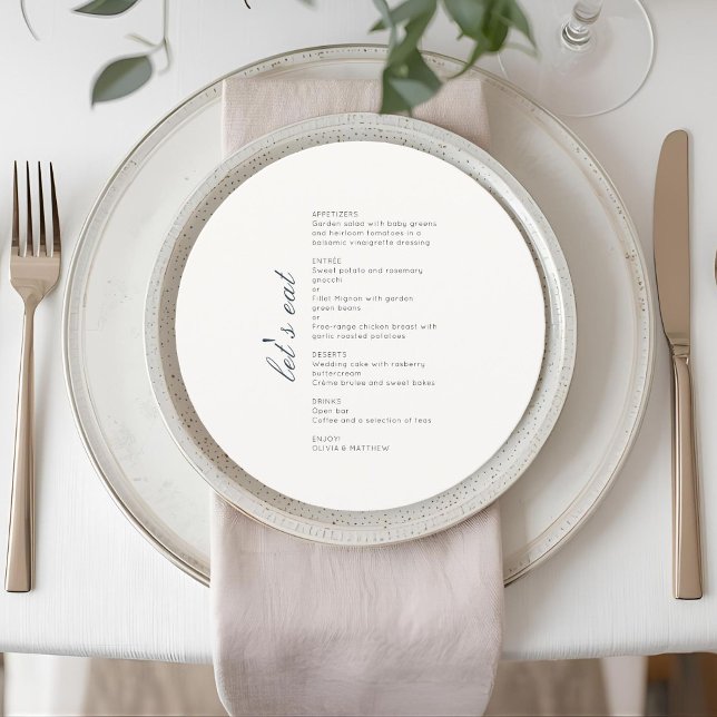 Chic Monogram Round Wedding Menu Flat Card (Criador carregado)