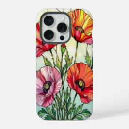 Chic nature lovers cute poppies stained Glass