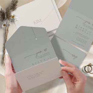 Chic Neutrals Wedding Bone/Sage Cinza ID1020