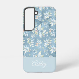 Chic Nome Personalizado/ Motivo de Folha Azul Past