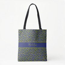 Chic Olive Green Abstract Script Custom Name Tote