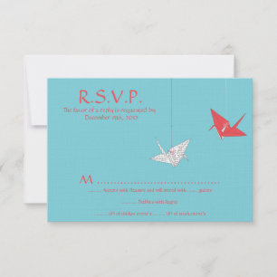 Chic Origami Birds - Cartão RSVP de Casamento