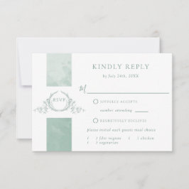 Chic Pale Green Watercolor Monograma RSVP