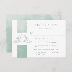 Chic Pale Green Watercolor Monograma RSVP
