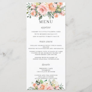 Chic Peach Ivory Floral Menu