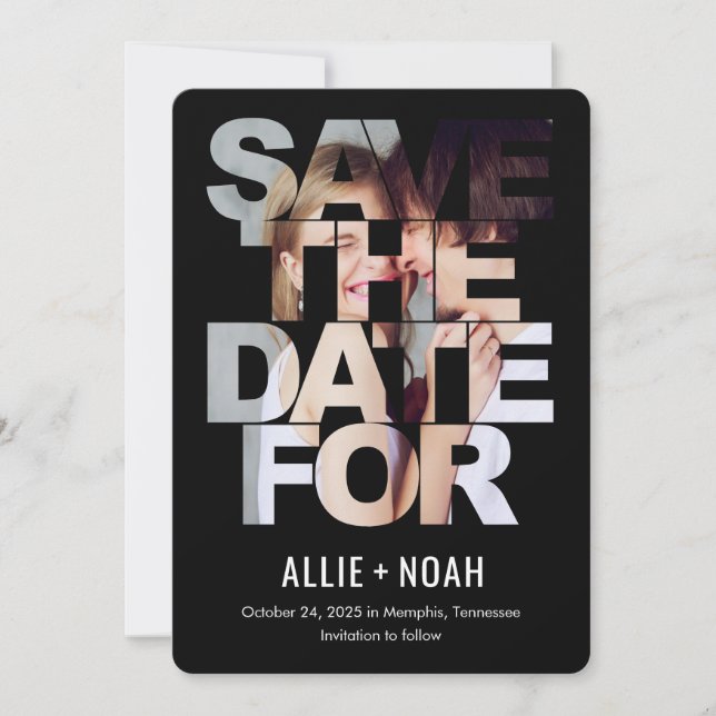 Chic Peek EDITABLE COLOR Salvar o Cartão de Data (Frente)