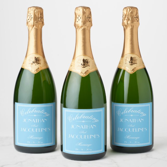 Chic Personalized Wedding Sparkling Wine Bottle La (Garrafas)