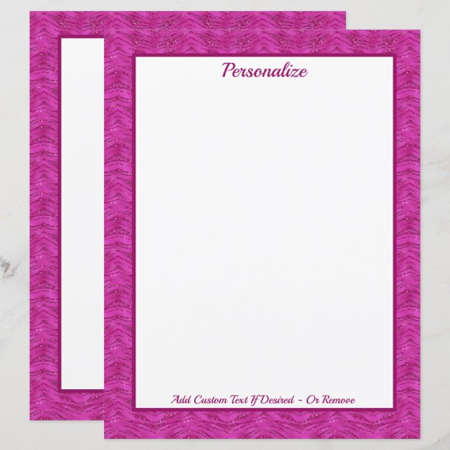 Chic Pink Glitter Zebra Pattern Personalized (Frente/Verso)